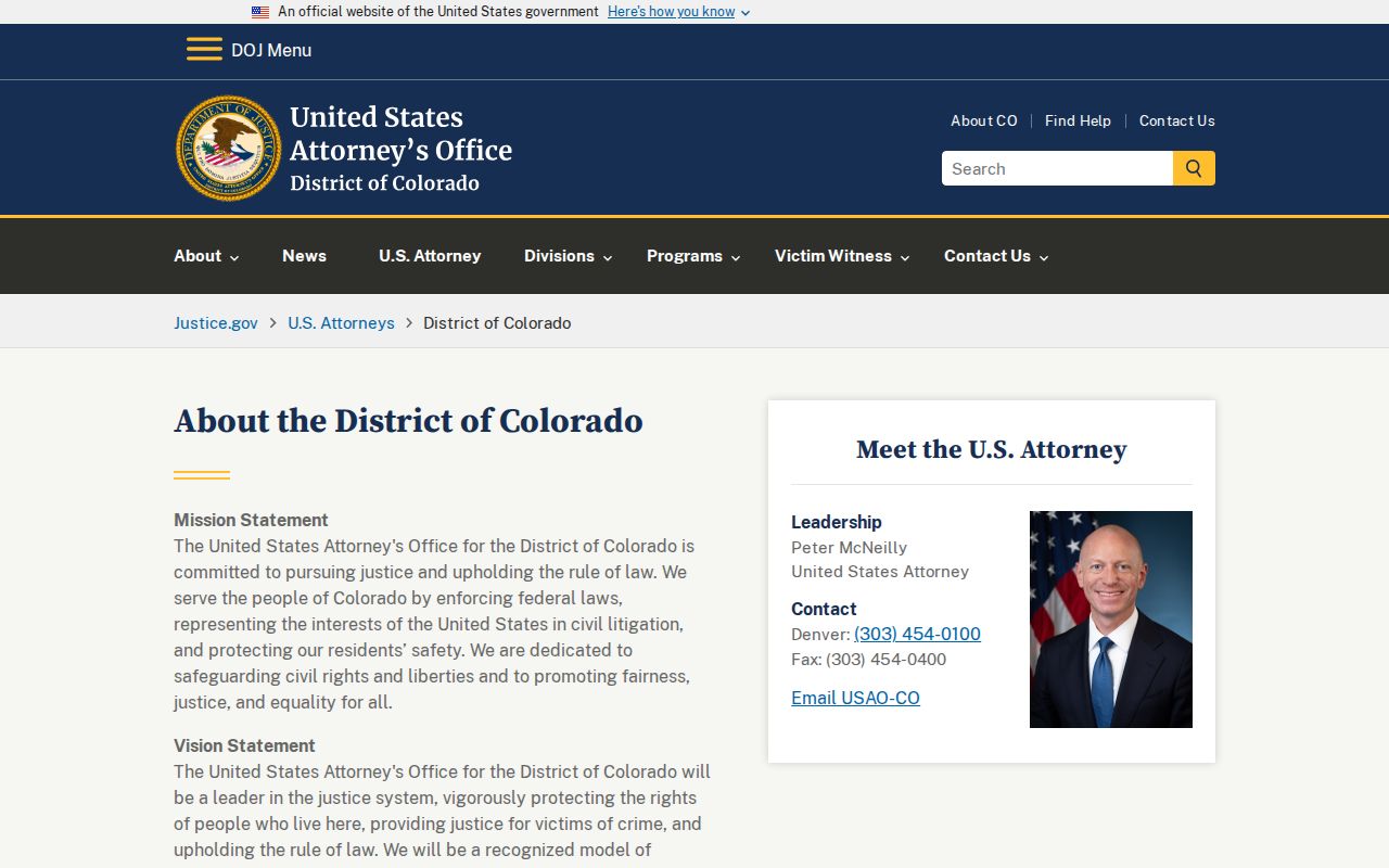 Federal arrest records and charges in Colorado