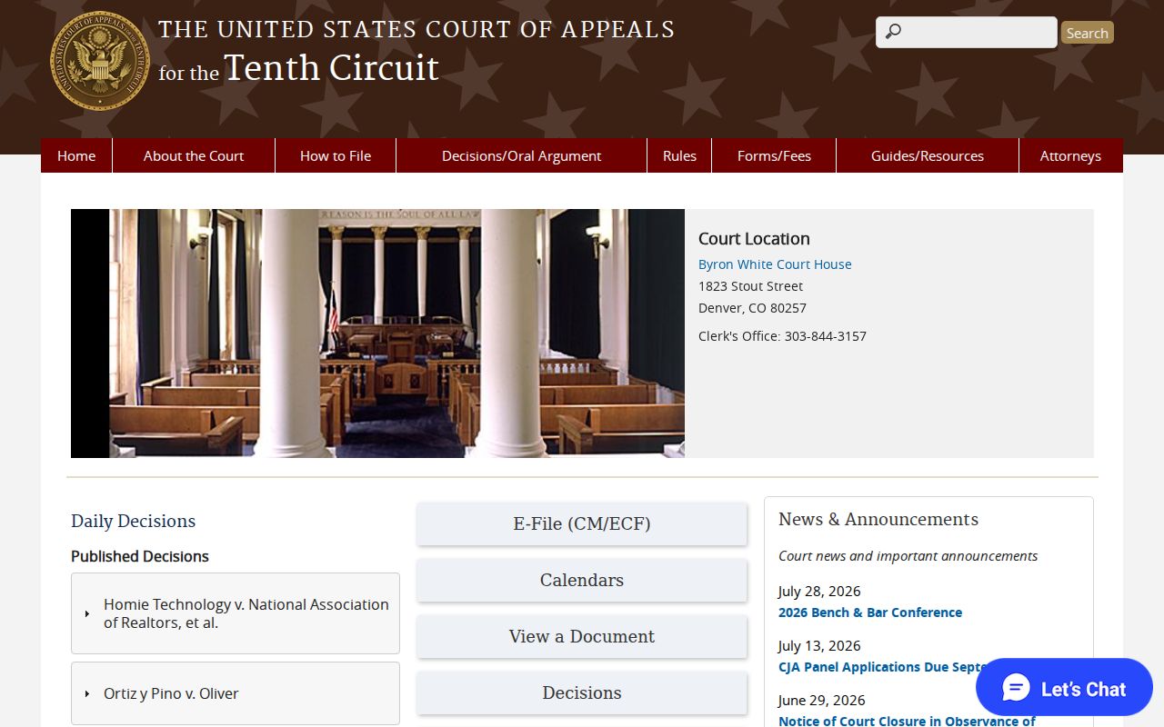 Colorado court system federal Tenth Circuit website