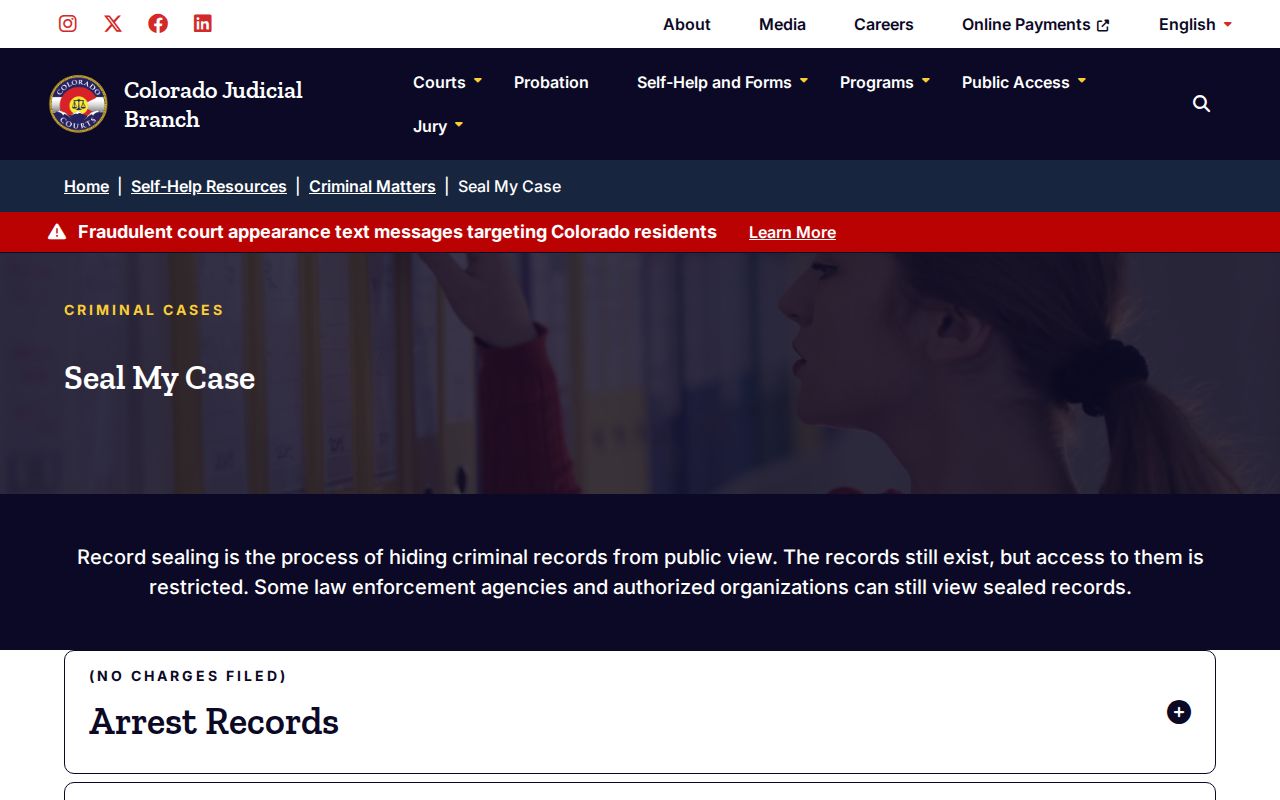 Colorado criminal court records sealing resources