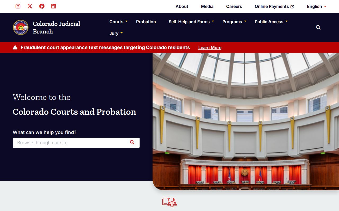 Colorado court records Judicial Branch home page