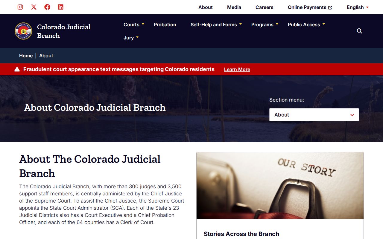 Colorado court records Judicial Branch organization