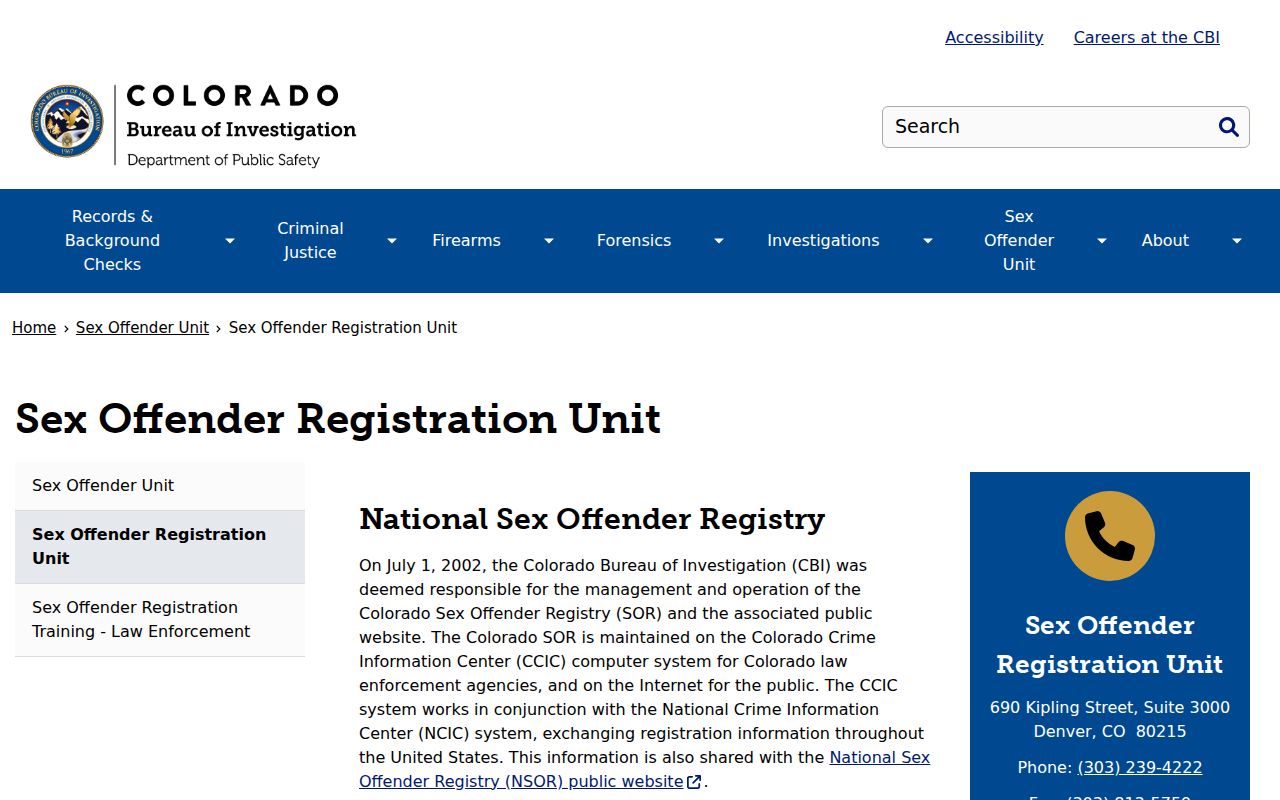 Colorado warrant records and CBI registration enforcement information